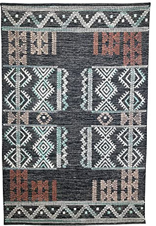 DARO DEKO Baumwoll Teppich Gemustert bunt 150 x 240 cm waschbar Wohnzimmer Schlafzimmer Läufer Boden