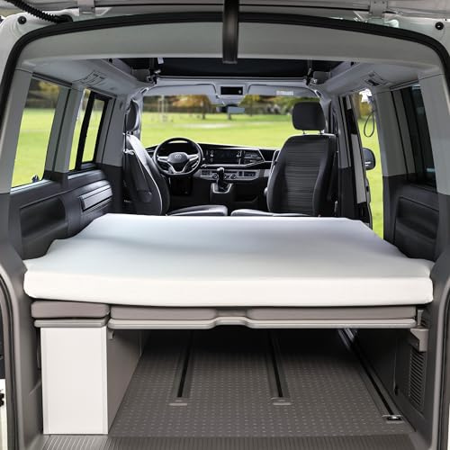 Black Forest Fox Wohnmobil Spannbettlaken Heckbett Hochbett Faltbett Aufstelldach Spannbetttuch VW Beach Ocean Gran 600 680 Weiß (Naturweiss, Faltbett T5/6/6.1 Multivan Caliornia Beach)