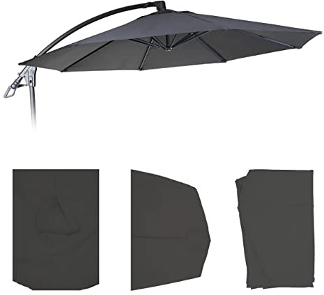 Mendler Toile de Rechange pour Parasol Deluxe HWC-D14 Ø 3m. Anthracite sans Rabat