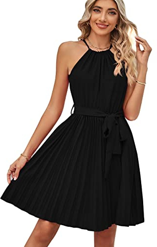KOEMCY Damen Kleider Sexy Kleid Kurz A-Linie Kleid Wickelkleid Sommerkleid Sexy Kleid Ärmelloses Elegant Kleid