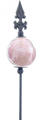 ETC dekorativer ausgefallener Gartenstecker mit farbig glänzender Keramikkugel in Creme rosa oder lila und stilisierter Lilienspitze tolle Gartendeko (rosa)