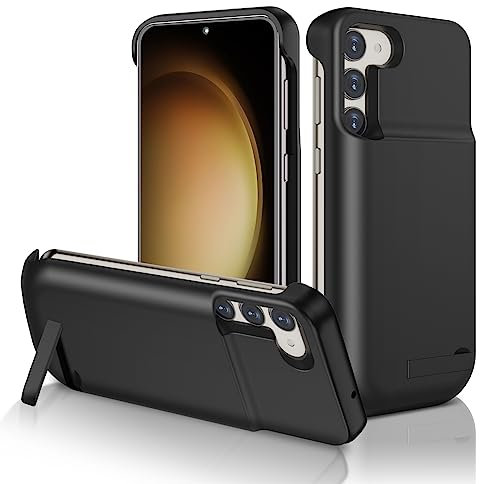 Gladgogo Akku Hülle für Samsung Galaxy S23, [5000 mAh] Battery Case Akkuhülle Mit klappbarem Ständer (6,1 Zoll)