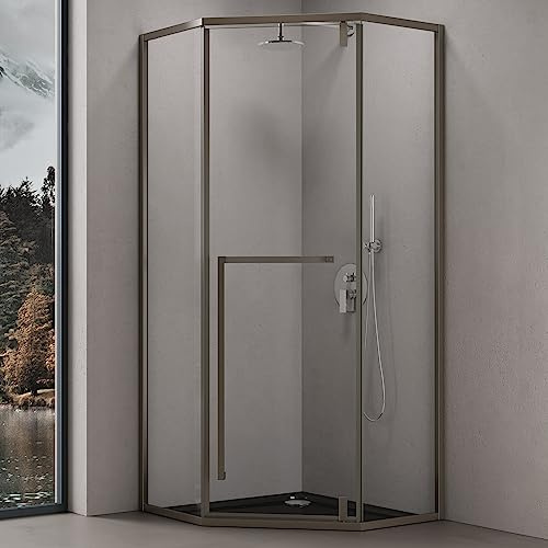 doporro Fünfeckdusche Duschkabine 80x80x200cm Duschabtrennung Klarglas | ESG-Sicherheitsglas Klarglas inkl. Easy-Clean-Beschichtung | Aluminiumrahmen in Schwarz | Ravenna68K