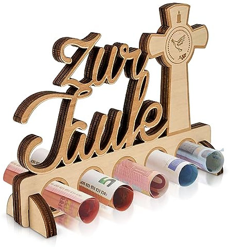 JIASHA Geldgeschenk Zur Taufe, Zur Kommunion oder Zur Konfirmation, Taufgeschenk Geldgeschenk Holz Kommunion Konfirmation Taufe Kreatives Geldgeschenke Verpackung für Mädchen Junge