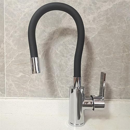 Color Hose Kitchen Faucet, Black White Chrome Kitchen Hot and Cold Water Mixing Faucet, Stainless Steel Sink Faucet Kitchen
