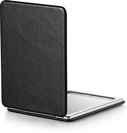 OMIRO Compact Mirror with 1x/3x Magnification, 2-Sided with PU Leather, Pocket Mirror for Wallet, Travel, Gift (Classic Black)