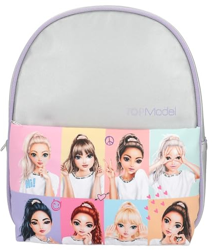 Depesche 12594 TOPModel Snap Shots - Rucksack in Lila und Silber mit Model-Motiv, Tasche mit verstellbaren Schultergurten