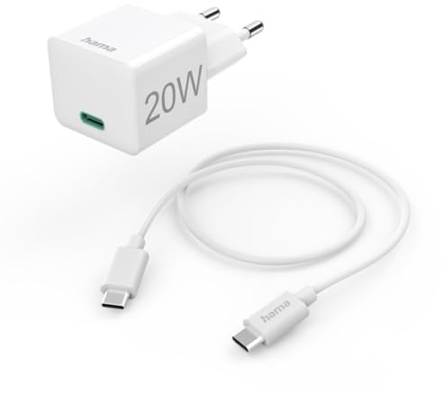 Schnellladegerät mit Ladekabel USB-C, Mini-Ladegerät, PD, 20 W, 1 m, Weiß