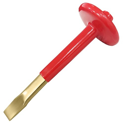 WEDO Non-Sparking Masonry Chisel, Flat Chisel, Brick Chisel,Rock Chisel,Cement Chisel, Concrete Chisel with Thickness Hand Guard,Aluminum Bronze,Length 300mm,Used for Demolishing Carving Breaking