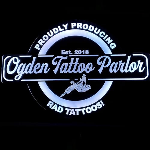 Benutzerdefiniertes Schild Tattoo Studio LED Wandschild Neonlicht Individueller Tattoo Künstler, Acryl Wandkunst LED Licht, Personalisiertes Tintenstudio Namensschild, Maschinenwerkstatt Dekoration