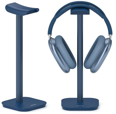 doenci Support de casque pour tous les écouteurs Bluetooth supra-auriculaires - Support universel avec base lestée + tube en aluminium - Accessoire de bureau - Bleu