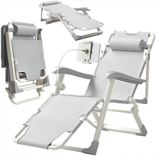 BEOTAY Relaxliege Garten,Strandliege Klappbar Leicht,Camping Liegestuhl Mit Telefonhalter,5 Gänge Einstellbar,Tragbar Sonnenliegen,Kippliege Für Zuhause, Büro,200 Kg/440 Pfund