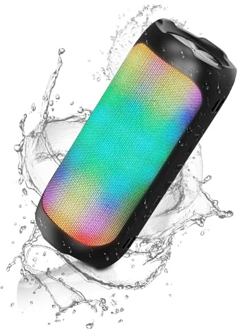 30W Enceinte Portable Bluetooth avec 6 Modes d'Éclairage RVB, Haut Parleur Puissant Lumineuse aux Basses Renforcées, Étanche IPX5, Autonomie 15H, AUX, TF Carte, Appels Mains Libres pour Fêtes/Extérieu
