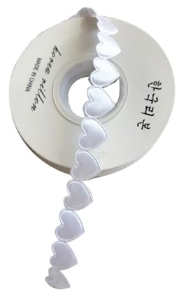 Wisafory 10 Yards Geschenkband Herz Band Satinband Dekoband Schleifenband Stoffband Ribbon Bänder Dekoration für Hochzeit Valentinstag Geschenkverpackung Blumenstrauß Weiß