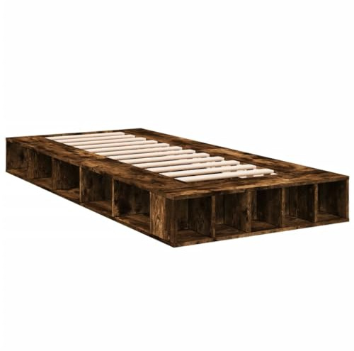 vidaXL Sängram rökfärgad ek 90x190 cm konstruerad trä, säng, förvaringssäng, enkel sängram, enkelsäng, sovrumsmöbler, sängbotten, säng med förvaring