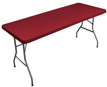 Morbuy Manteles Elasticos Mesa Rectangular, Color Sólido Mantel para Mesa de Jardin Exterior Antimanchas Mantel con Bord Elástico Ajustable para Picnic Camping Cocina (183x76cm,borgoña)