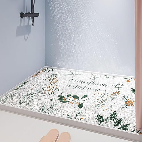 MYIESAXL Duschmatte, rutschfest, Badematte mit Abfluss, weiche PVC-Luffa-Duschbadematte für Badewanne, schnell trocknende Duschmatte für Badezimmer (120 x 120 cm)