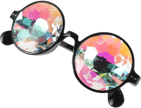 LIFKOME 2stücke Kaleidoskop Sonnenbrille Mit Regenbogenlinsen Uv Schutz Leicht Und Robust Für Raves Musikfestivals Und Halloween-partys Schwarzer Rahmen Ohne Löcher