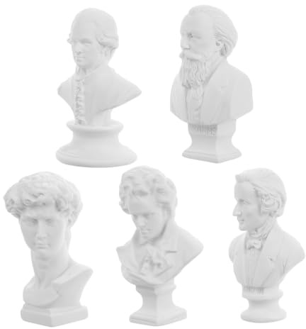 ifundom 5 piezas miniatura resina busto esculturas vintage músico estatua muñeca busto para decoración boceto práctica