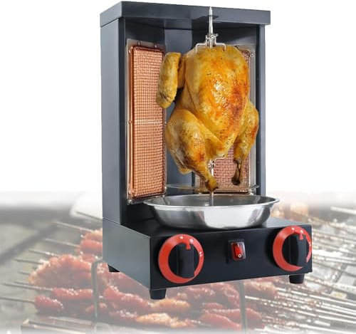 LwiftGal Barbacoa De Gas, Barbacoa De Gas De Acero Inoxidable, Temperatura Ajustable, 360 ° De RotacióN De CalefaccióN, ExtraíBle para La Limpieza, para El Restaurante De La Cocina Casera,Black-M