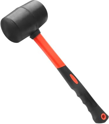 DAWRIS 450g Rubber Mallet Hammer, Durable Lump Hammer Sledge Hammer Rubber Hammer with Fiber Shaft, Dead Blow Hammer Camping Mallet for Tent Pegs, Great for Tiling, Bricklaying, Basic Home Maintenance