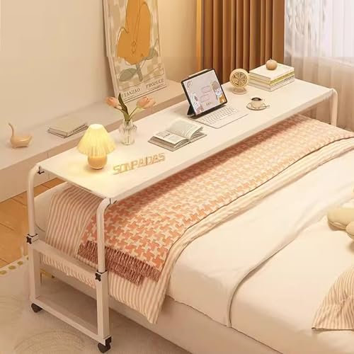 YHKJLYH Betttisch, Überbetttisch mit Rollen, Rolltisch fürs Bett, Verstellbarer Überbetttisch, Schreibtisch über dem Bett, Kingsize-Bett, Laptoptisch, Schreibtisch über dem Bett für das Home-Office