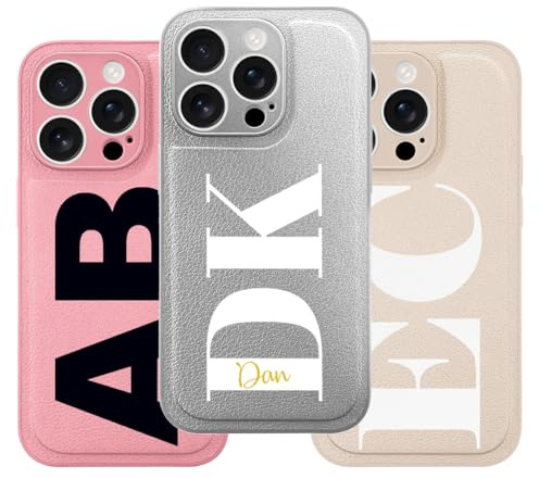 Individuelle 3D-Lederhülle für Apple iPhone Air 17 16 15 14 13 12 11 Pro Max, Pro, Plus, Mini, 5G, XS XR X XS 8 7 SE 6s 6, personalisierte Namensbuchstabenabdeckung, maßgefertigte Geschenk-Handyhülle