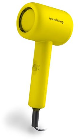 Innoliving Asciugacapelli Mini INN-612, Compatto e Pieghevole, 1200W, Doppia Velocità, Design Portatile per Viaggi e Palestra, Disponibile in Vari Colori, Facile da Usare e Trasportare (Giallo)