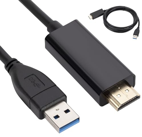 GOEDCH Adaptador USB a HDMI 1.8m Cable - USB 3.0/2.0 con Audio y Video para PC, Portátil, HDTV TV Compatible con Windows 7/8/8.1/10/11/MacOS/XP