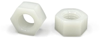 NOLDAR | Tuercas hexagonales de NYLON métrico M6 (50 unidades). Nailon blanco. Paso de rosca 1 (estándar)