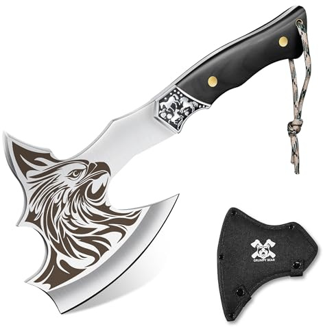 GRUMPY BEAR Spaltaxt Schärfe Axt, Survival Outdoor für Holz,Camping Beil Full Tang Freizeitbeil Handbeil,Campingaxt für Jagd, Trekking, Garten (Eagle)