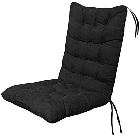 AQCQDQ Gartenstuhlauflagen Hochlehner, Sitzauflagen Hochlehner, Stuhlauflagen Auflagen Für Gartenmöbel, U-Shape Kissen Sofa Rattan Stuhlkissen, Polster Für Stühle & Sessel Mit Bändern (Schwarz)