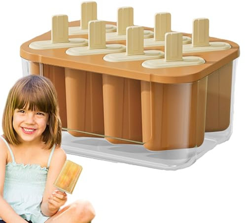 Moules à sucettes glacées – 8 trous en silicone pour – Outil anti-adhésif pour faire des sucettes glacées pour confiture de fruits, jus, yaourt, pudding