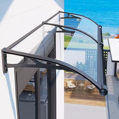 NEDLON Marquise De Porte D'Entrée, Auvent en Polycarbonate pour Fenêtre De Balcon, Abri Banne Silencieux, pour Garage, Balcon, Entrée, Bureau, Protection Contre La Pluie Et La Neige(W80xL100cm)