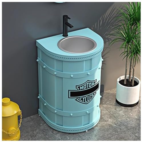 ZTGL Badezimmermöbel Waschbeckenunterschrank, Industriestil Waschbecken Waschtisch Badmöbel-Set, Standwaschtisch Waschplatz Aufsatzwaschbecken für das Badezimmer und Gäste-WC H, Without Mirror