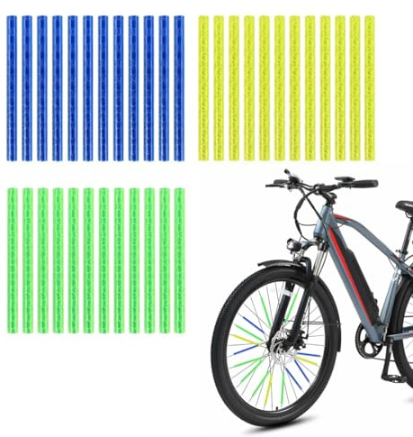 KEQAR Bunte Fahrrad Speichenreflektoren Set, 36 Reflektoren, 360° Rundum Sichtbarkeit, Einfache Montage, 75mm Länge, Langlebig & Wasserfest, Wiederverwendbar, Geeignet für Alle Fahrradtypen