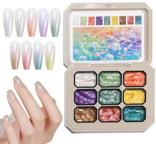 Gel Per Pattinatura Adesivo A Rapida Asciugatura 9 Colori | Palette Di Gel Unghie Strutturato Intaglio Per Donne Ragazze Appuntamenti Matrimonio Foto Vacanza San Compleanno
