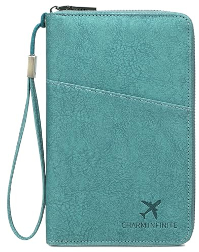Toctax Reisepass Tasche Familie Reiseorganizer mit RFID-Blocker, Reisepass Organizer Reisepasshülle für Damen und Herren (Blau)
