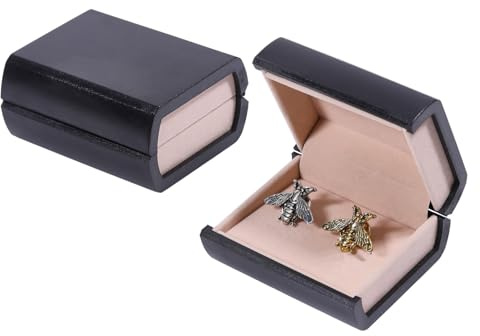 CHGCRAFT 2 boîte à Boutons de Manchette en Plastique en Forme de Livre Boîte de Rangement pour Boutons de Manchette Boîte Cadeau Présentoir à Bijoux pour Fiançailles Anniversaire Noir