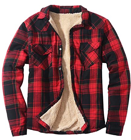 Zanisouta Chemise de bûcheron thermique pour homme - Chemise en flanelle à carreaux - Doublée en polaire - Avec capuche - Fermeture éclair - Manches longues - Chemise de travail thermique - Doublure