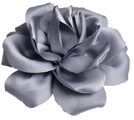 Baesics Blumen Brosche Rose Damen Icegrau - Ansteckblume Stoff Anstecknadel