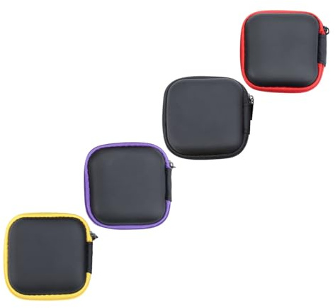 LRXIYODE 4pcs EVA Earphones Holder Pouch Cable Storage Organizer Travel Case for USB Cords and Small Accessories in Black Red Purple Yellow