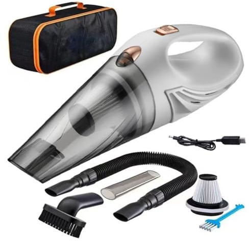 TsoLay Aspirateur de Voiture sans Fil Rechargeable, Aspirateur Domestique Haute Puissance, Aspirateur à Main Portable, Blanc