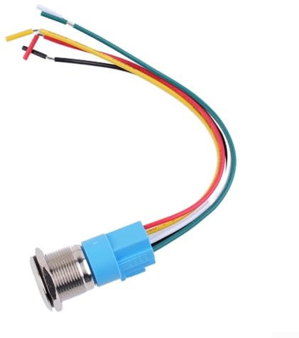 Interruttore a pulsante da 19 mm, 12 V CC, accensione/spegnimento, in acciaio inox, LED IP65, impermeabile per uso industriale (blu)