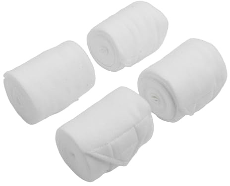 Alomejor Enveloppements de Jambes de pour Cheval, Bandage de Protection en Polaire épaisse avec Design Personnalisable pour Fournitures équestres 4 Pièces (White)