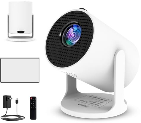 Tragbarer Mini Beamer 4K mit WiFi 6 und Bluetooth, Kleiner Projektor für unterwegs, 360° drehbarer Fuß, Powerbank-Anschluss und Handy-Kopplung, ideal für Heimkino und Portable Projector 4K Erlebnisse