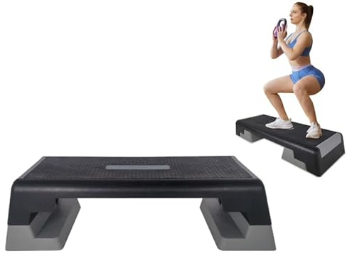Fitness Stepper Höhenverstellbar 3 Stufen 10-15-20 cm - Aerobic Stepbrett Rutschfest Grau - XXL Fitness Plattform für Home Workout Krafttraining Core Übungen - Ganzkörpertraining Steppbrett 99x38 cm