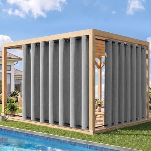 Rideau d'extérieur résistant aux intempéries, extra large, 254 cm, 100 % opaque, occultant | Coupe-vent avec œillets en haut et en bas - Brise-vue imperméable pour tonnelle, terrasse et balcon - 1 pièce