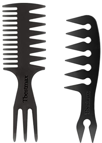 Hair Comb Styling Set Tail Combs Double Side Brushes Afro Pick Pik Comb African American Hair Brush Barber Accessories Black-2Pcs