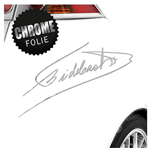 Kiwistar - Autoaufkleber - Fidel Castro Unterschrift - Chrom - 24x12cm - Aufkleber Auto, Laptop, Fahrrad, LKW, Motorrad mehrfarbig JDM Decal Racing